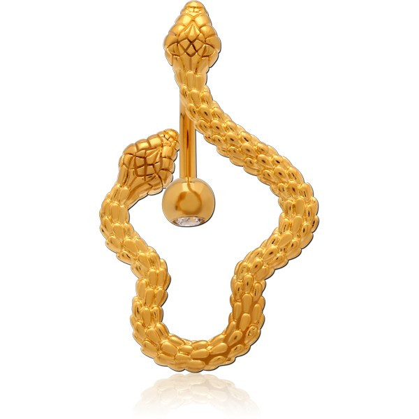 GOLD PVD COATED BRASS DOUBLE JEWELED NAVEL BANANA