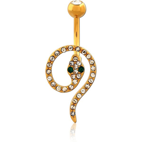 GOLD PVD COATED BRASS DOUBLE JEWELED NAVEL BANANA
