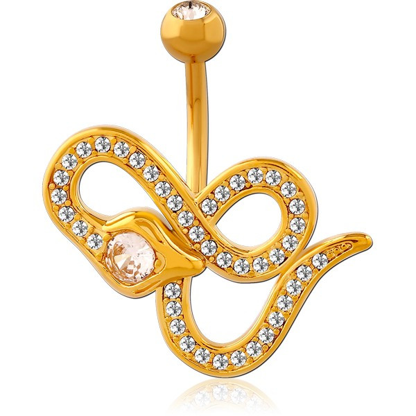 GOLD PVD COATED BRASS DOUBLE JEWELED NAVEL BANANA
