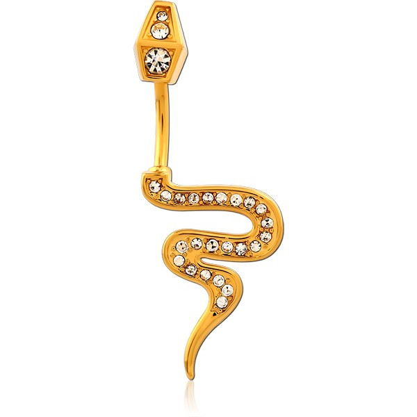 GOLD PVD COATED BRASS DOUBLE JEWELED NAVEL BANANA