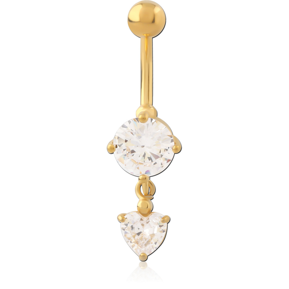 GOLD PVD COATED SURGICAL STEEL JEWELED NAVEL BANANA