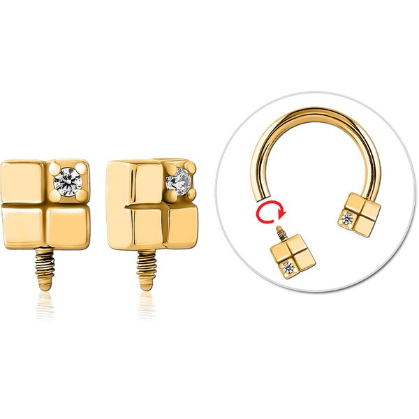 GOLD PVD COATED SURGICAL STEEL ATTACHMENT INTERNALLY THREADED FOR CIRCULAR BARBELL