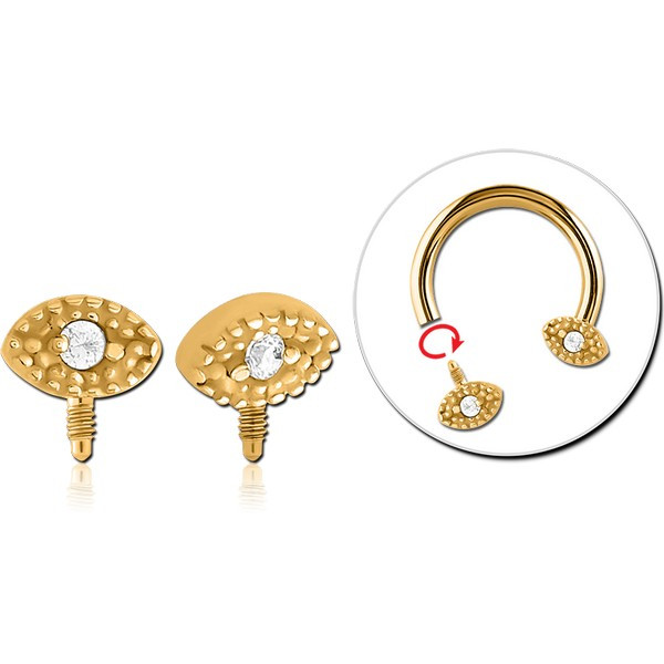 GOLD PVD COATED SURGICAL STEEL ATTACHMENT INTERNALLY THREADED FOR CIRCULAR BARBELL
