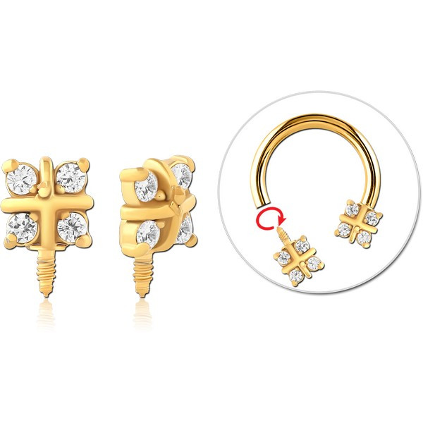 GOLD PVD COATED SURGICAL STEEL ATTACHMENT INTERNALLY THREADED FOR CIRCULAR BARBELL