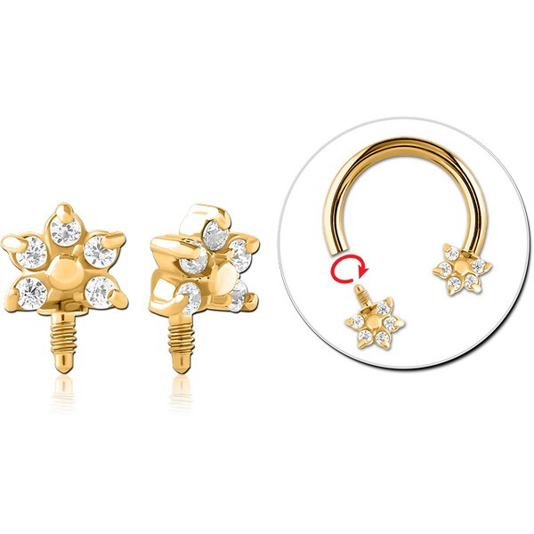 GOLD PVD COATED SURGICAL STEEL ATTACHMENT INTERNALLY THREADED FOR CIRCULAR BARBELL