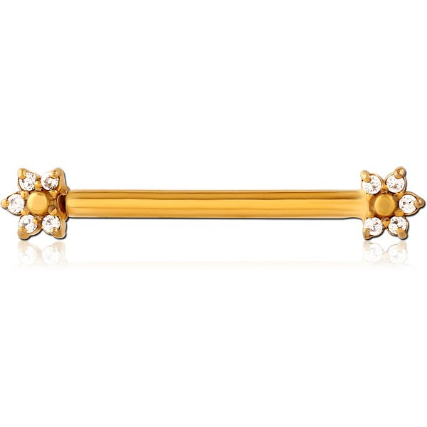 GOLD PVD COATED SURGICAL STEEL NIPPLE PIERCING INTERNAL THREADED BAR