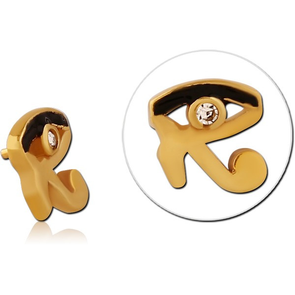 GOLD PVD COATED SURGICAL STEEL JEWELED MICRO ATTACHMENT FOR 1.2MM INTERNALLY THREADED PINS
