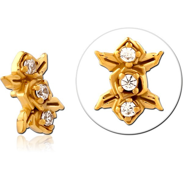 GOLD PVD COATED SURGICAL STEEL JEWELED MICRO ATTACHMENT FOR 1.2MM INTERNALLY THREADED PINS