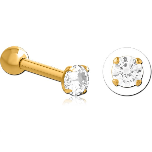 GOLD PVD COATED SURGICAL STEEL SYNTHETIC PEARL JEWELLED TRAGUS MICRO BARBELL