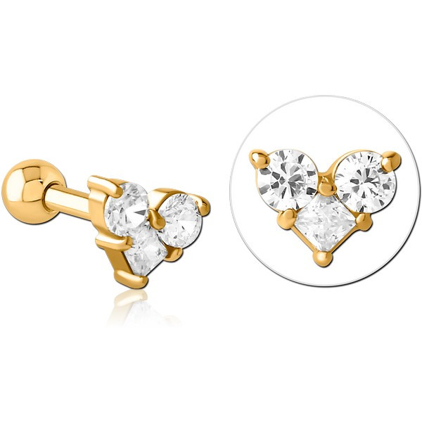 GOLD PVD COATED SURGICAL STEEL JEWELED TRAGUS MICRO BARBELL