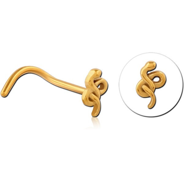 GOLD PVD COATED SURGICAL STEEL CURVED NOSE STUD