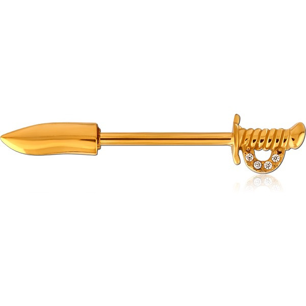 GOLD PVD COATED SURGICAL STEEL NIPPLE BAR