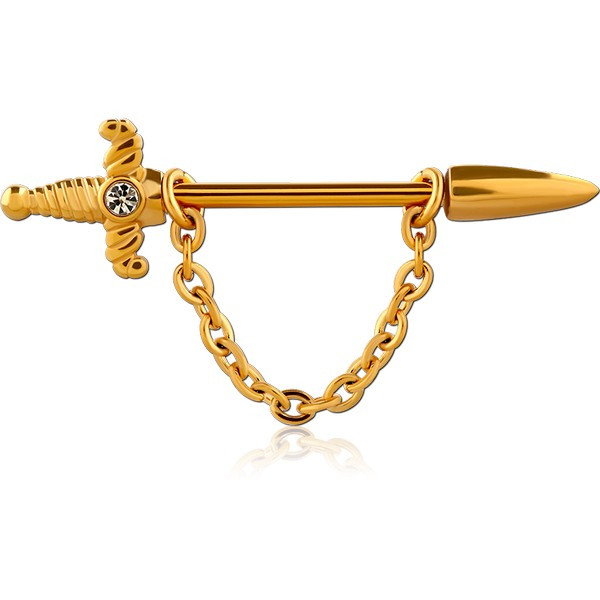GOLD PVD COATED SURGICAL STEEL NIPPLE BAR