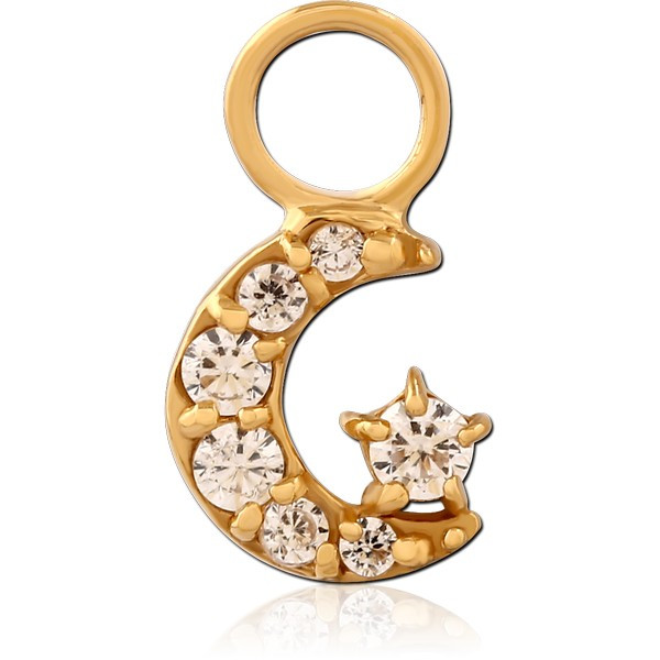 STERLING SILVER 925 GOLD PVD JEWELED SLIDING CHARM FOR HINGED SEGMENT RING