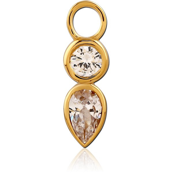 STERLING SILVER 925 GOLD PVD JEWELED SLIDING CHARM FOR HINGED SEGMENT RING