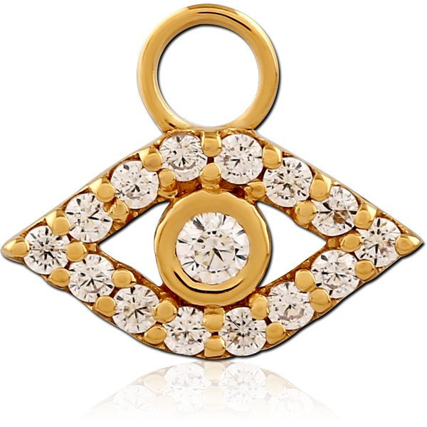 STERLING SILVER 925 GOLD PVD JEWELED SLIDING CHARM FOR HINGED SEGMENT RING