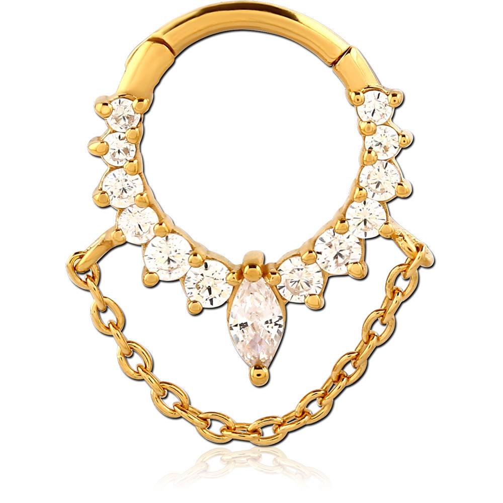 STERLING SILVER 925 GOLD PLATED JEWELED MULTI PURPOSE CLICKER