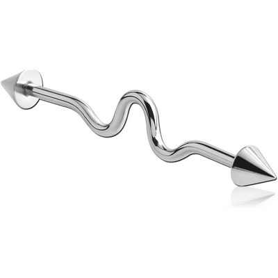 SURGICAL STEEL INDUSTRIAL WAVE BARBELL