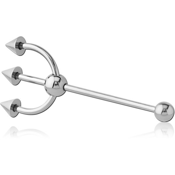 SURGICAL STEEL TRIDENT EAR BARBELL