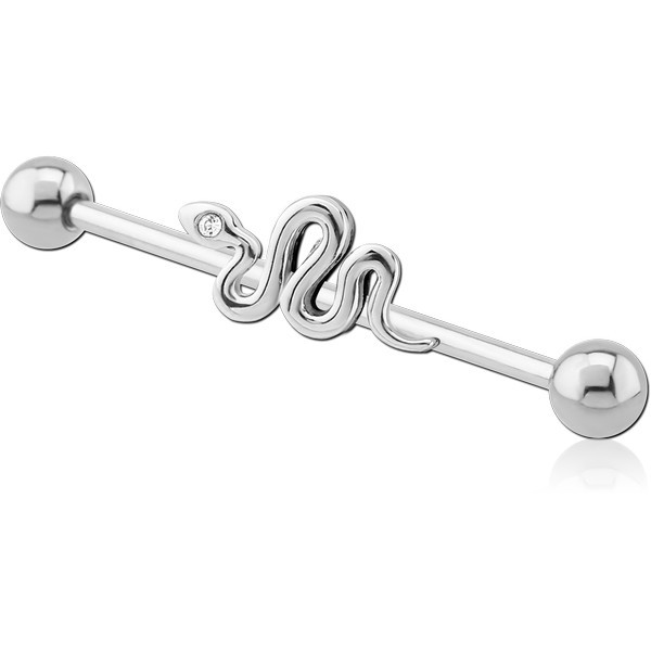 SURGICAL STEEL INDUSTRIAL BARBELL WITH ADJUSTABLE SLIDING CHARM