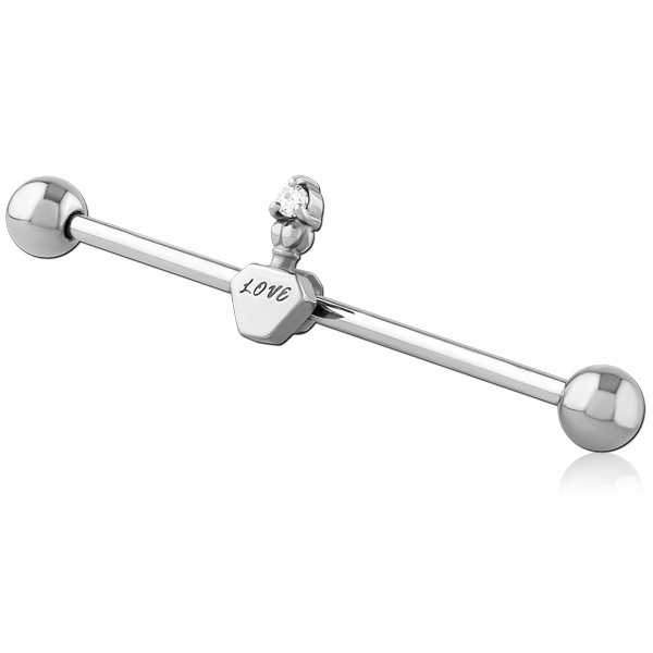 SURGICAL STEEL INDUSTRIAL BARBELL ADJUSTABLE SLIDING CHARM