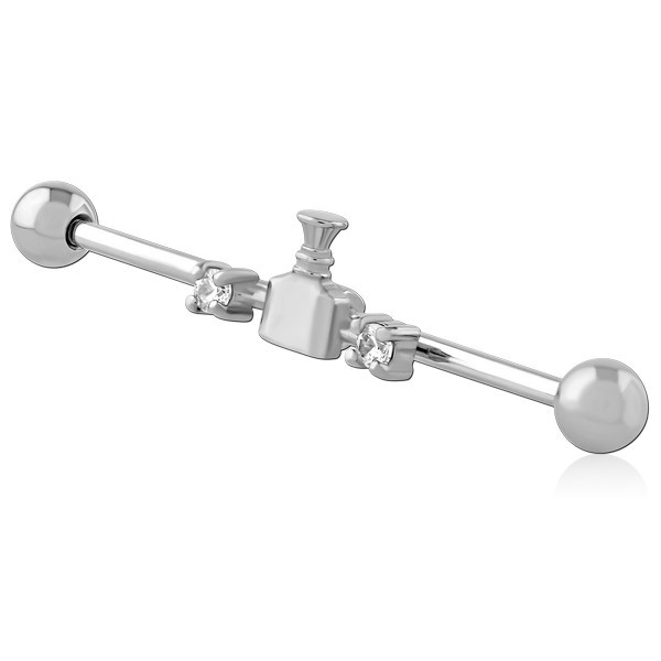 SURGICAL STEEL INDUSTRIAL BARBELL ADJUSTABLE SLIDING CHARM