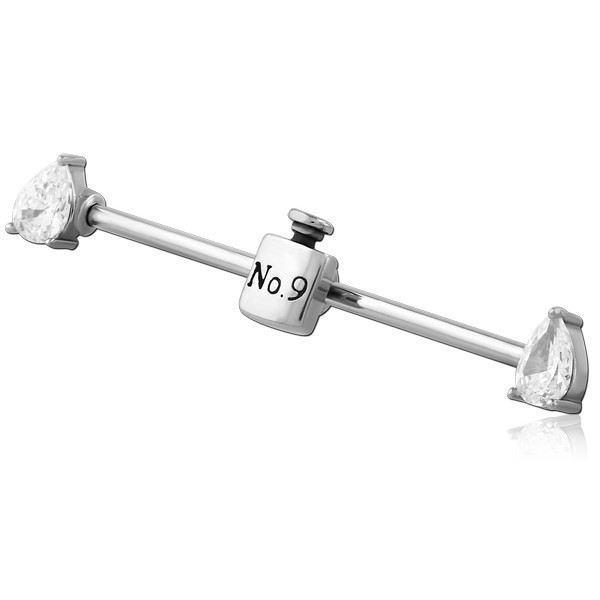 SURGICAL STEEL INDUSTRIAL BARBELL ADJUSTABLE SLIDING CHARM
