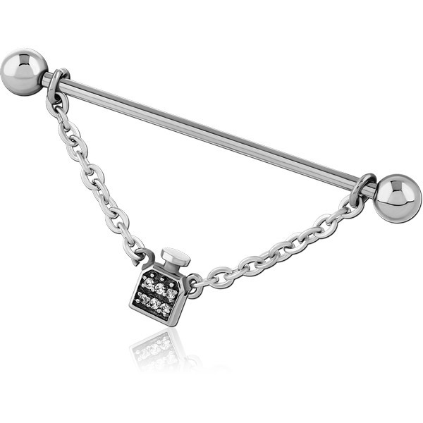 SURGICAL STEEL INDUSTRIAL BARBELL ADJUSTABLE SLIDING CHARM
