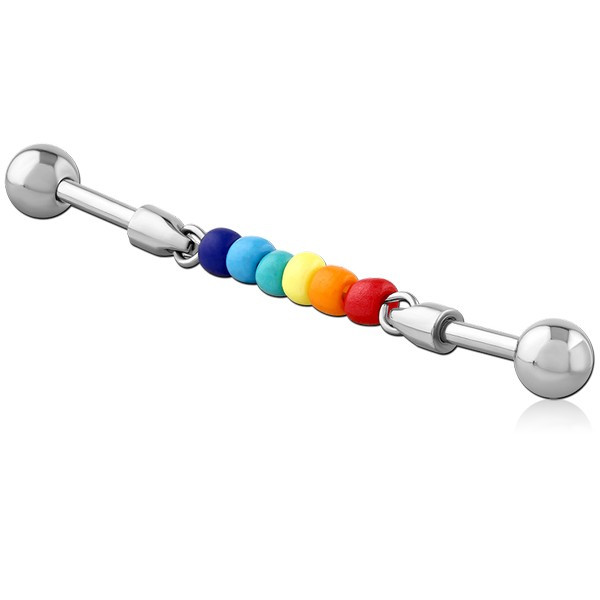 SURGICAL STEEL INDUSTRIAL BARBELL ADJUSTABLE SLIDING CHARM