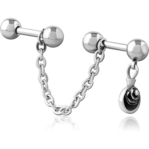 SURGICAL STEEL INDUSTRIAL BARBELL CHARM