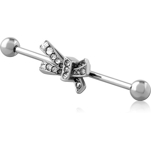 SURGICAL STEEL INDUSTRIAL BARBELL WITH SLIDING CHARM