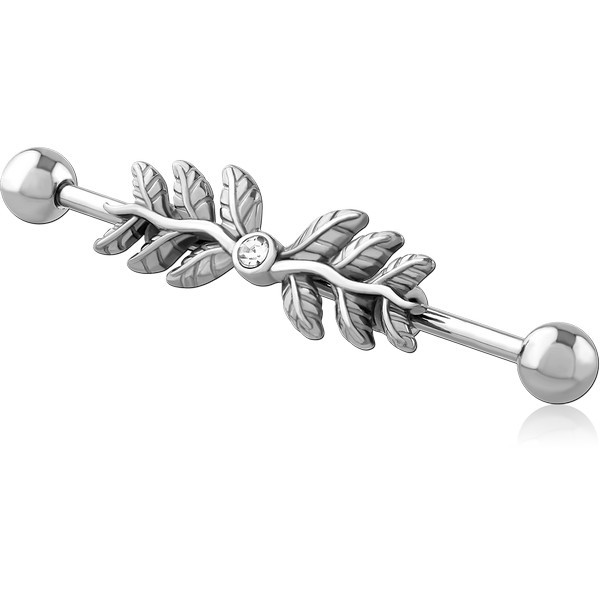 SURGICAL STEEL INDUSTRIAL BARBELL WITH SLIDING CHARM