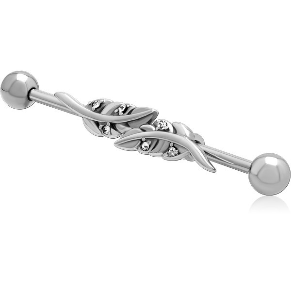 SURGICAL STEEL INDUSTRIAL BARBELL WITH SLIDING CHARM