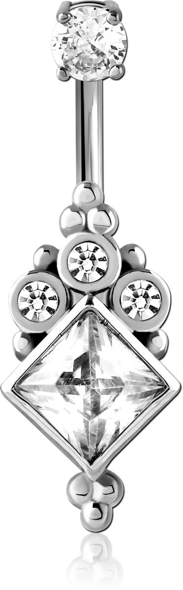 SURGICAL STEEL INTERNALLY THREADED DOUBLE JEWELED NAVEL BANANA