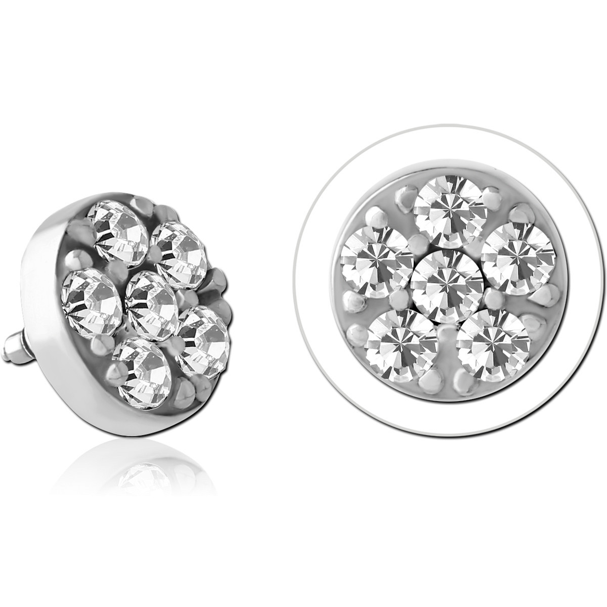 316L SURGICAL STEEL JEWELED MICRO ATTACHMENT FOR 1.6MM INTERNALLY THREADED PINS