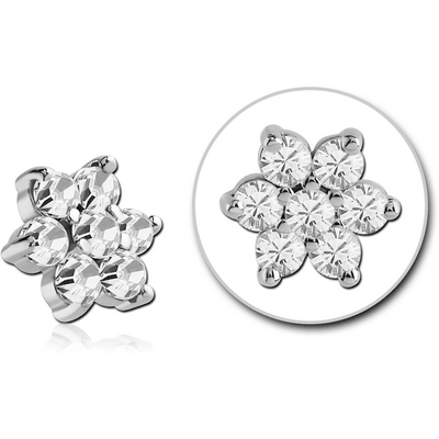 SURGICAL STEEL JEWELLED ATTACHMENT FOR 1.6MM INTERNALLY THREADED PINS - FLOWER