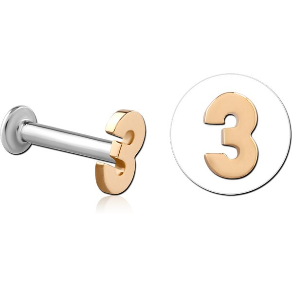 14K GOLD ATTACHMENT WITH SURGICAL STEEL INTERNALLY THREADED MICRO LABRET PIN