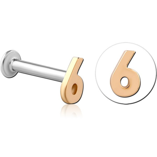 14K GOLD ATTACHMENT WITH SURGICAL STEEL INTERNALLY THREADED MICRO LABRET PIN