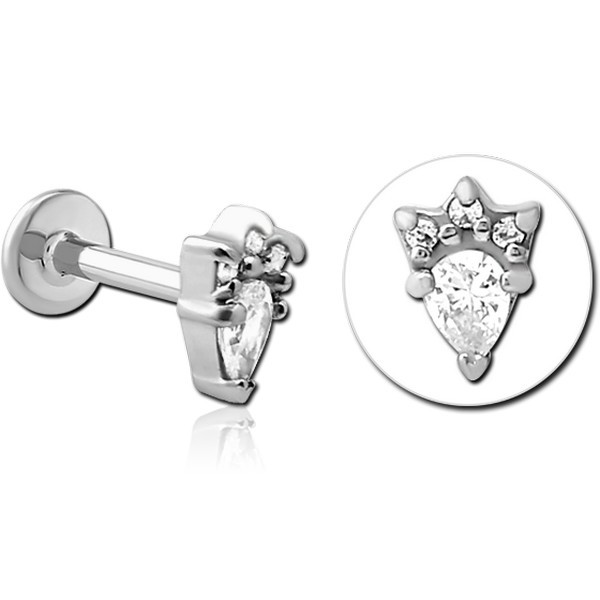 SURGICAL STEEL INTERNALLY THREADED JEWELLED MICRO LABRET