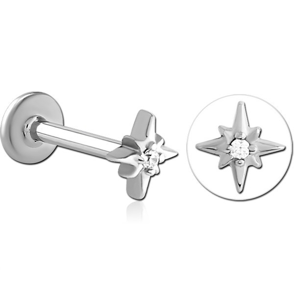 SURGICAL STEEL INTERNALLY THREADED JEWELLED MICRO LABRET
