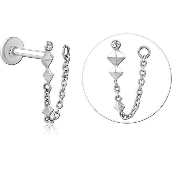 SURGICAL STEEL INTERNALLY THREADED JEWELED MICRO LABRET