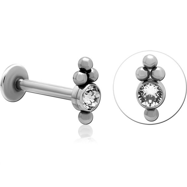 SURGICAL STEEL INTERNALLY THREADED JEWELED MICRO LABRET