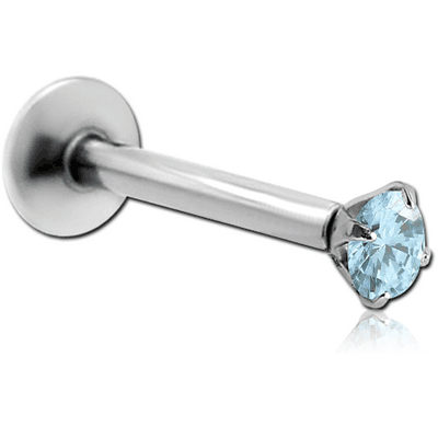 SURGICAL STEEL INTERNALLY THREADED ROUND PRONG SET JEWELLED MICRO LABRET