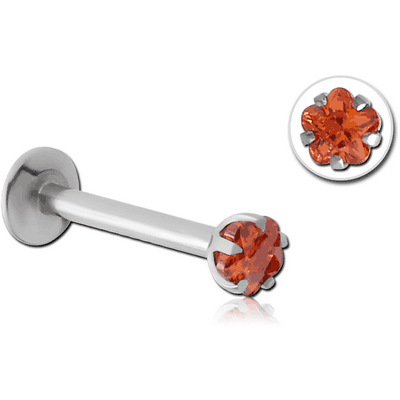 SURGICAL STEEL INTERNALLY THREADED FLOWER PRONG SET JEWELED MICRO LABRET