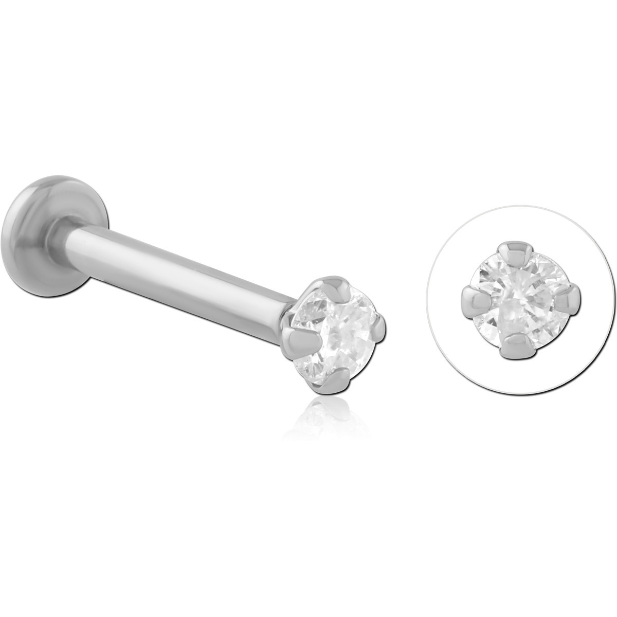 14K WHITE GOLD DIAMOND JEWELED BALL FOR 1.2MM INTERNALLY THREADED LABRET PIN