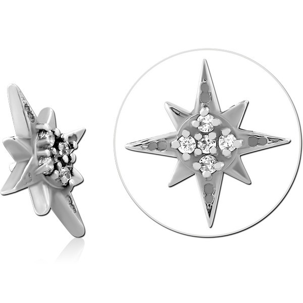 SURGICAL STEEL JEWELED MICRO ATTACHMENT FOR 1.2MM INTERNALLY THREADED PINS