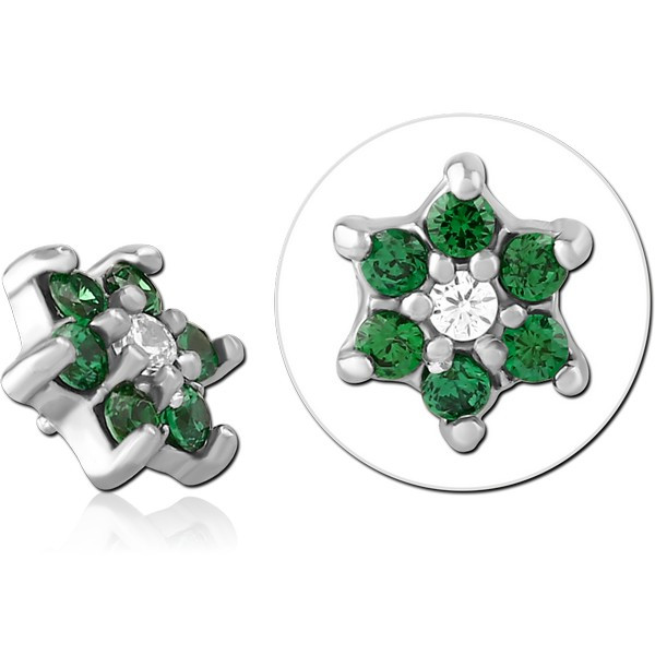 SURGICAL STEEL JEWELLED MICRO ATTACHMENT FOR 1.2MM INTERNALLY THREADED PINS - FLOWER