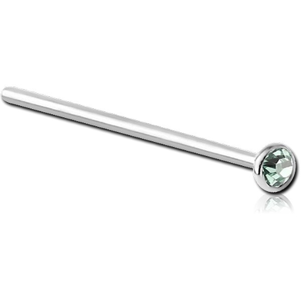 SURGICAL STEEL OPTIMA CRYSTALJEWELLED STRAIGHT NOSE STUD 15MM