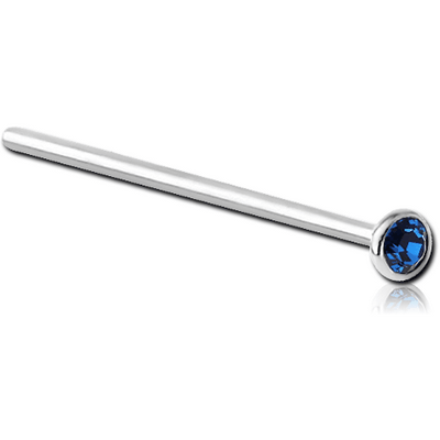 SURGICAL STEEL JEWELLED STRAIGHT NOSE STUD 15MM