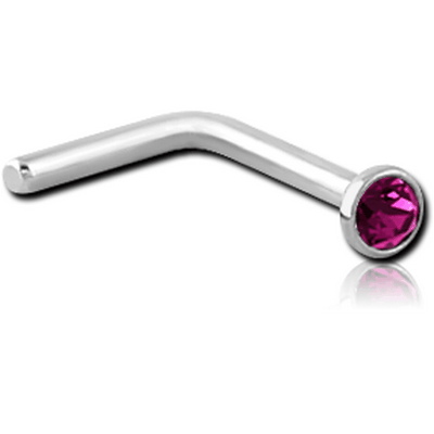 SURGICAL STEEL JEWELED 90 DEGREE NOSE STUD